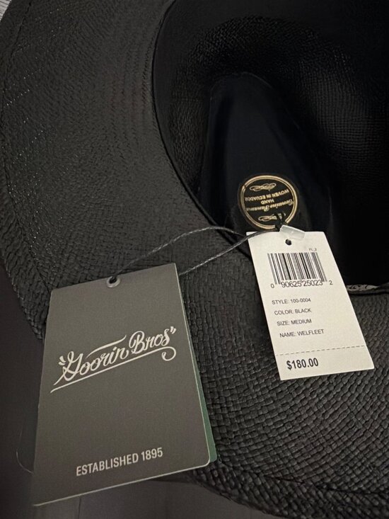 NWT Goorin Bros. Welfleet Black Panama Hat Size Medium 57CM main image 4